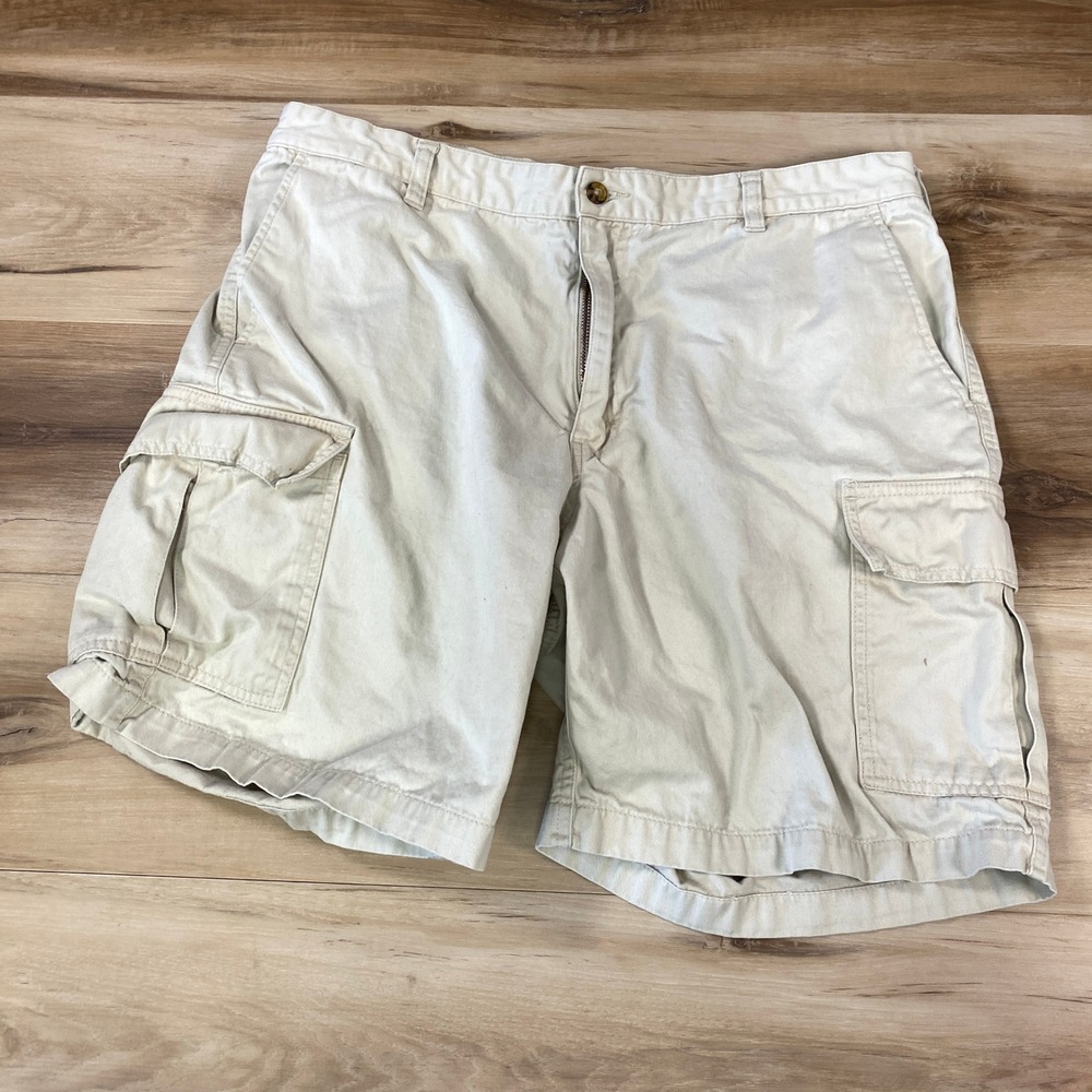 Orvis Cargo Shorts Mens 36 Cotton Twill Khaki Tan Modern Casual Outdoors